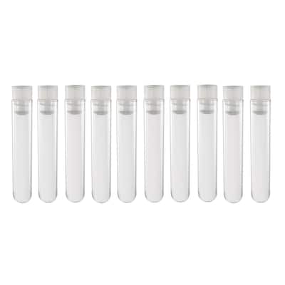 50 Pcs Centrifuge Test Tubes Round Bottom Polystyrene with White Cap 12 x 60mm - Clear
