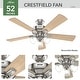 preview thumbnail 5 of 21, Hunter 52" Crestfield Ceiling Fan with LED Light Kit and Handheld Remote - Casual, Farmhouse, Transitional, Rustic