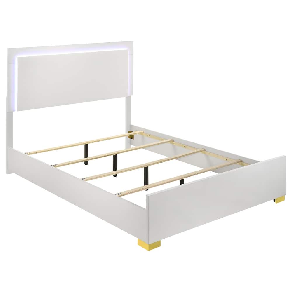 Marceline Contemporary Wood LED Panel Bed
