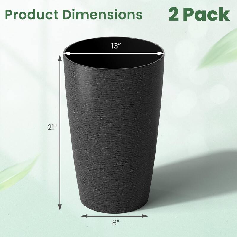Costway 21" Tall Plastic Planters Set of 2 with Optional Drainage - See Details