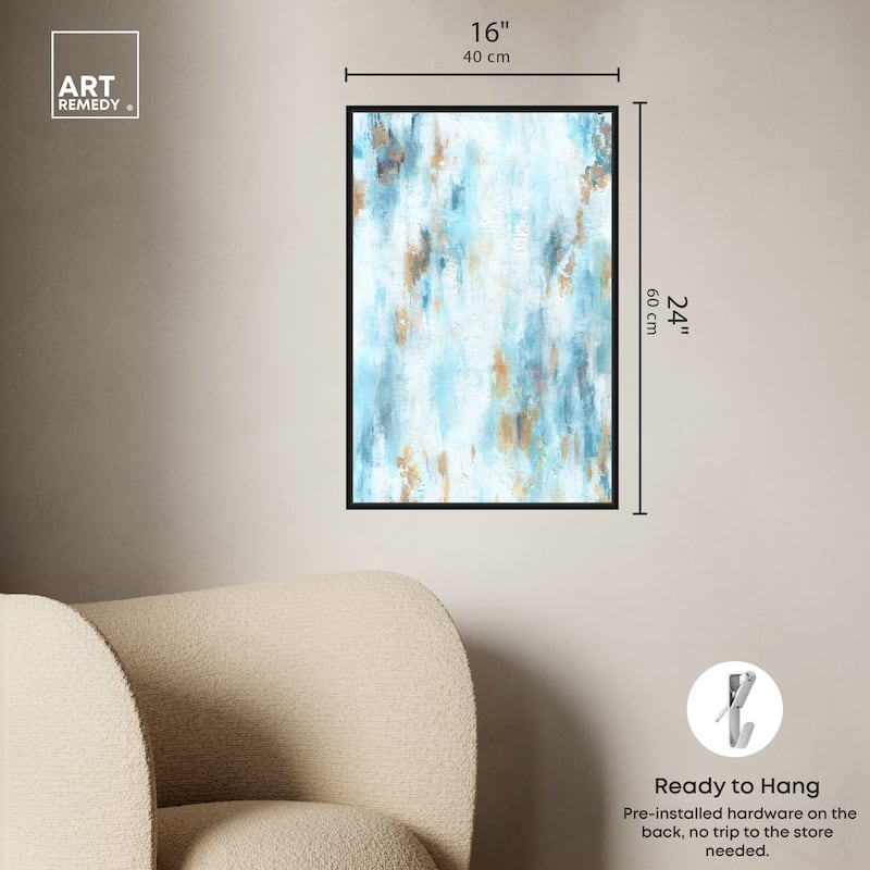 Art Remedy Textured Shades Framed Blue Abstract 1 Piece Canvas Wall Art
