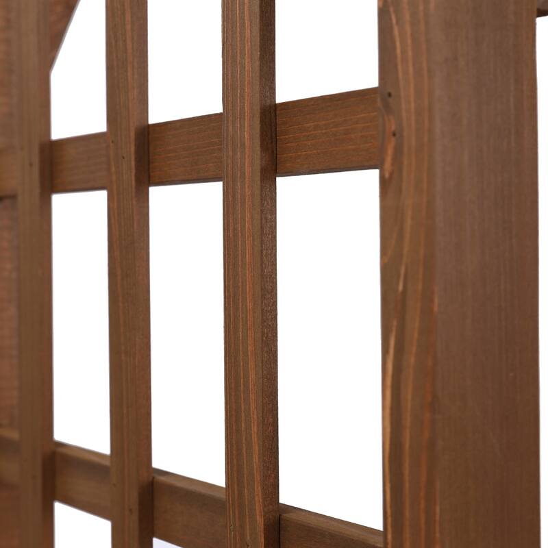 84.65" H Dark Brown Fir Wood Garden Arch for Climbing Plants with Rustproof Iron Frame - 62.99” x 23.62” x 84.65" (L x W x H)