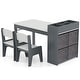 preview thumbnail 2 of 15, Kids Art Table and 2 Chairs Set with 4 Fabric Storage Bins and 4 Compartments - 39.5" x 20" x 23" (L x W x H)