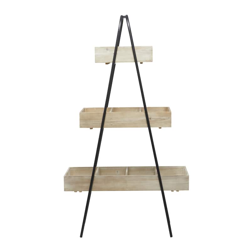Wood Indoor Outdoor 3 Tier Plantstand - Brown - Roche River Decor - Brown