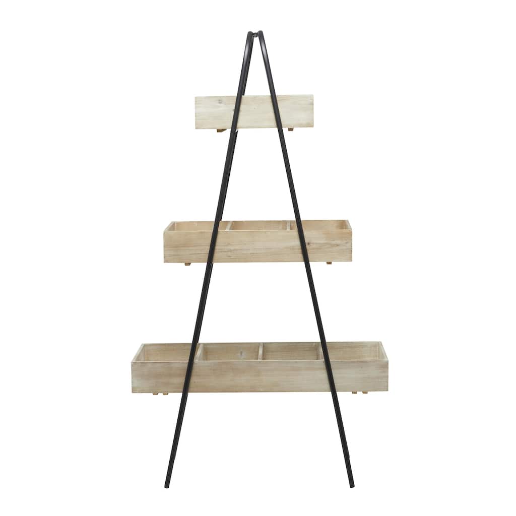 Wood Indoor Outdoor 3 Tier Plantstand - Brown - Roche River Decor
