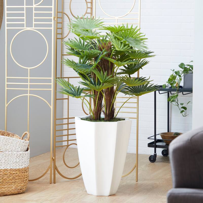 White Fiberglass Contemporary Artificial foliage - 35"L x 33"W x 54"H