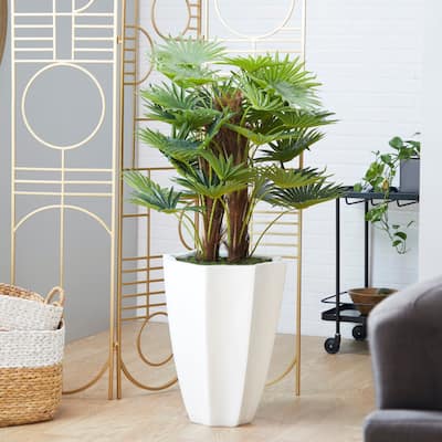 White Fiberglass Contemporary Artificial foliage - 35"L x 33"W x 54"H