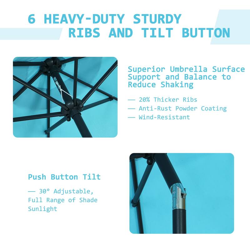 Ainfox 7.5ft Patio Umbrella Push Button Tilt Outdoor Market Umbrella Without Base