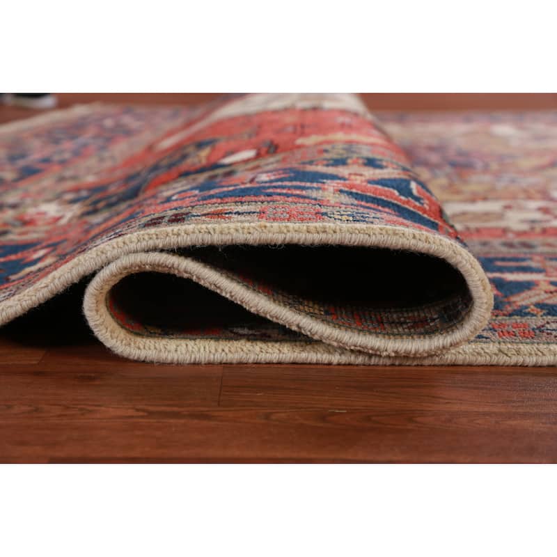 Hand Knotted Oriental 100% Wool Carpet Traditional Medallion Beige & Ivories Heriz (serapi) Area Rug - 11' 10'' X 8' 10''