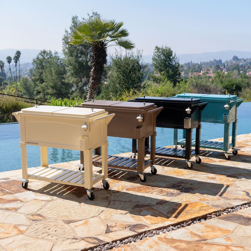 Permasteel 80-Qt Antique Furniture Style Rolling Patio Cooler, Black