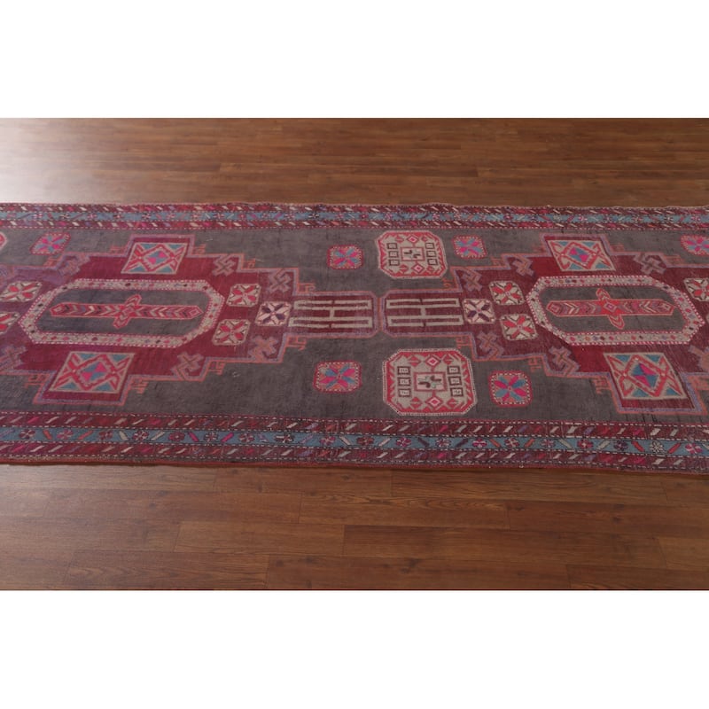 Over-Dyed Meshkin Persian Vintage Runner Rug Hand-Knotted Wool Carpet - 4'3" x 10'5"