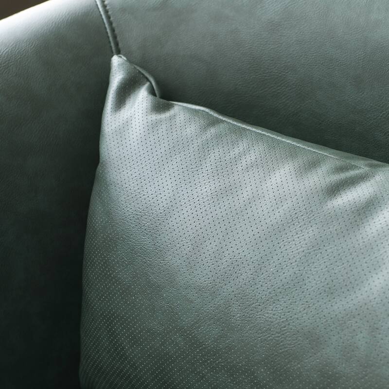 KINWELL 34" Wide Swivel Faux Leather Barrel Armchair Upholstered PU Leather Accent Chairs for Living Room Office Lounge