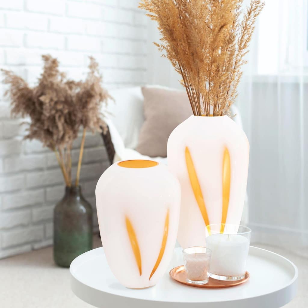 Allan Andrews White & Orange Two Tone Contemporary Glas Vase