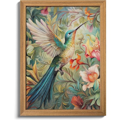 3D Textured Wall Art - Colorful Hummingbird Floral Wall Decor