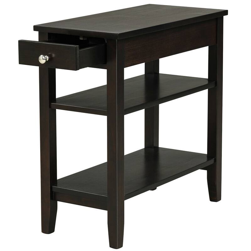 Gymax 2PCS 3-Tier End Table Sofa Side Table Nightstand w/ Shelf & - 23.5'' (L) x 11.5'' (W) x 24.5'' (H)