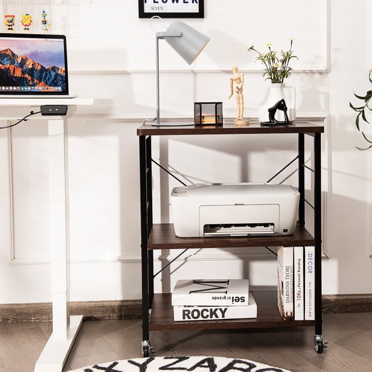 3-Tier Kitchen Baker's Rack Microwave Oven Storage Cart with Hooks - 23.5" x 16" x 29" (L x W x H)