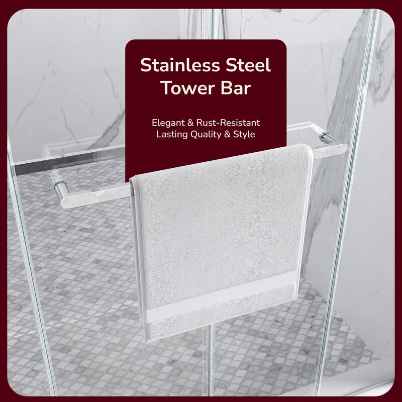 GDFStudio - Modern Minimalist Frameless Double Sliding Shower Door with 3/8" SGCC Tempered Glass & Stainless Steel Hardware