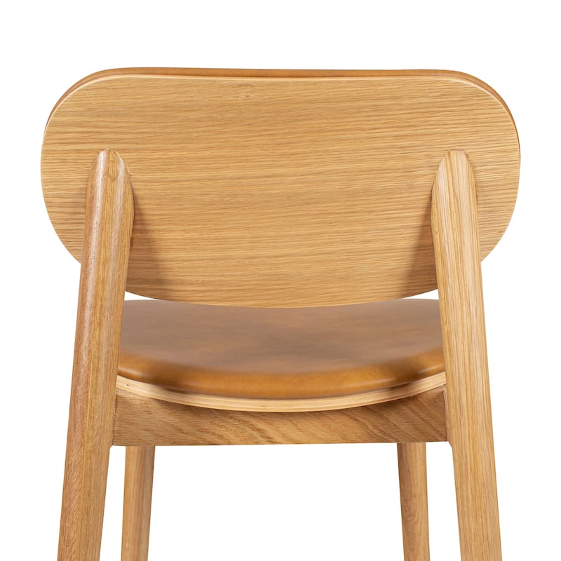 Poly and Bark Bonato Leather Counter Stool - Solid Wood Frame