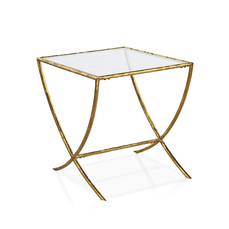 Furniture of America Zayen Modern Hammered Metal Accent Side Table