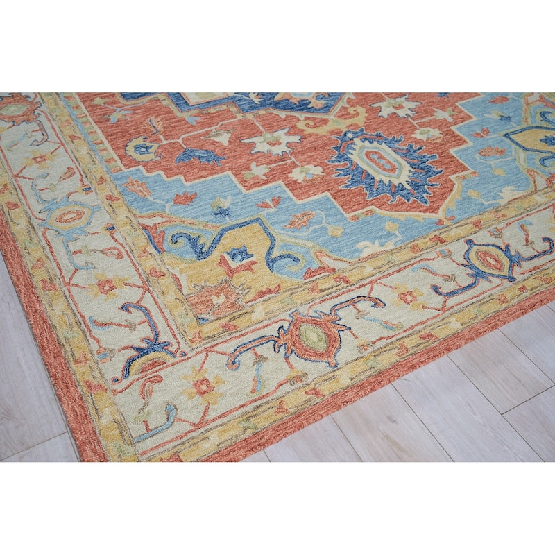 Exquisite Rugs Richmond Serapi Handmade Hand-tufted New Zealand Wool on Canvas Beige/Red Area Rug