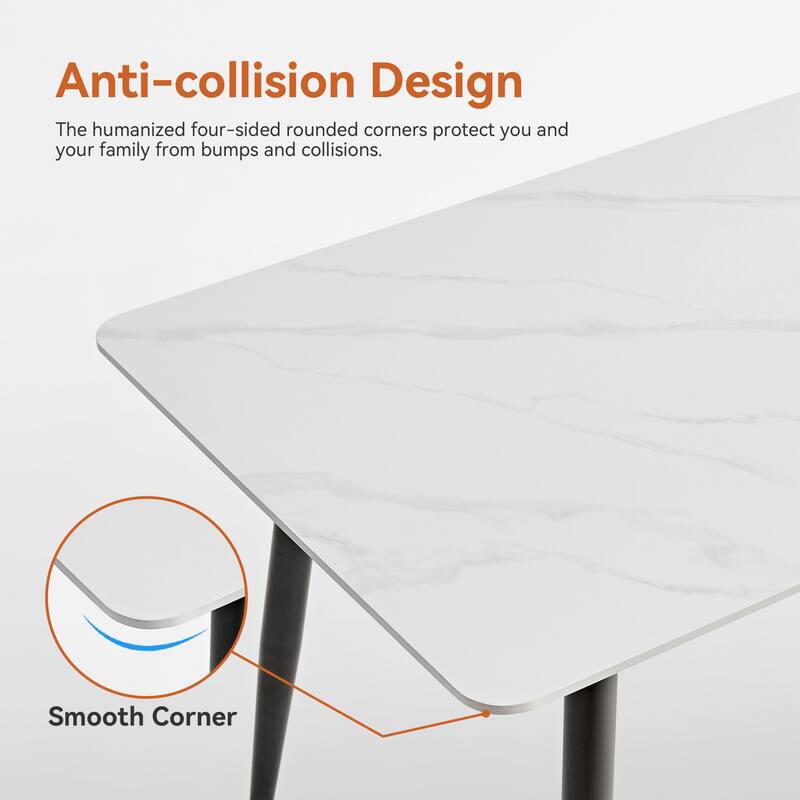 Modern Large Rectangular Table with Strong Metal Base, Stone Dining Table