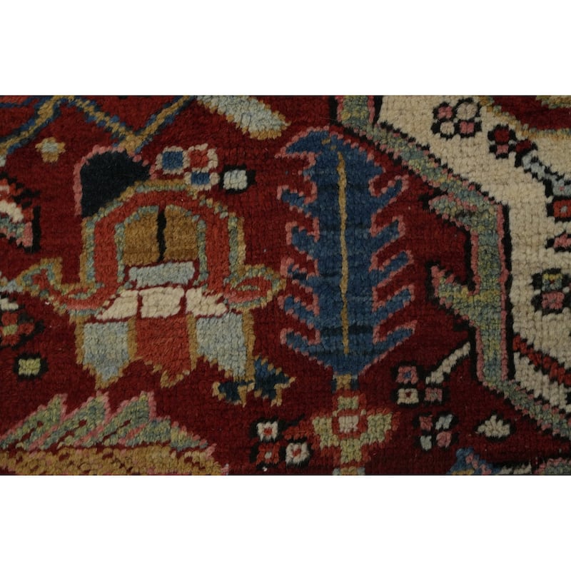 Hand Knotted Oriental 100% Wool Carpet Traditional Medallion Oranges & Rust Heriz (serapi) Area Rug - 10' 6'' X 8' 3''