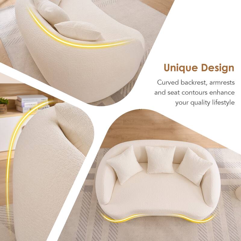 LY-049S Curved Modern Boneless Sofa Loveseat, Backrest Upgrade