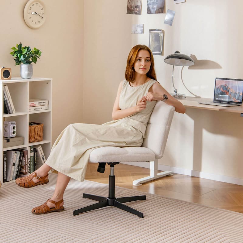Costway Armless Office Chair with Adjustable Height Rotation Soft Faux - See Details