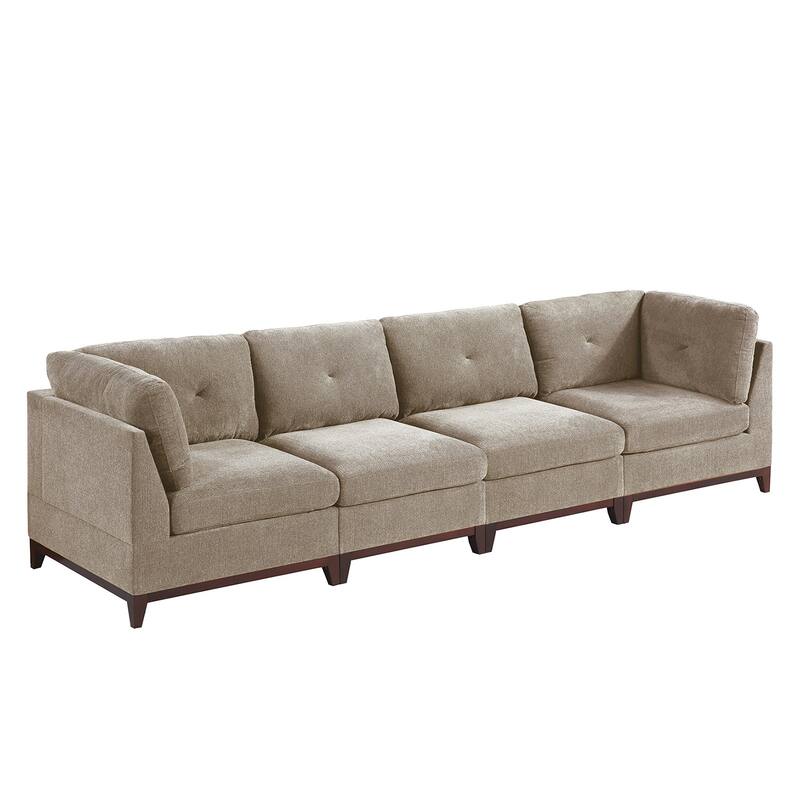4 Piece Chenille Fabric Modular Sofa