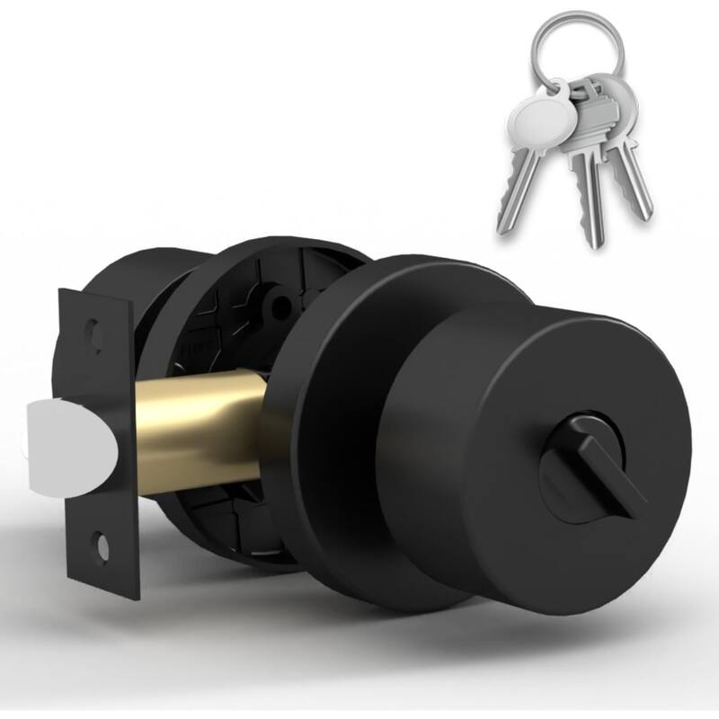 Mega Handles BUENA Entry Door Knob | Secure Lockset | Reversible Design | Heavy-Duty Zinc | Fits Left and Right-Handed Doors - Matte Black
