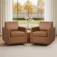preview thumbnail 42 of 154, Set of 2 Modern Swivel Accent Armchairs Upholstered Arm Chairs Faux Leather - Brown