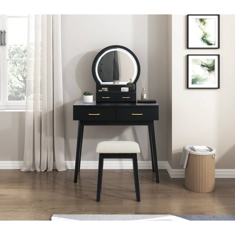Beautiful Vanity Dresser with Mirror and Stool Set Storage Drawers Bedroom Furniture 1pc