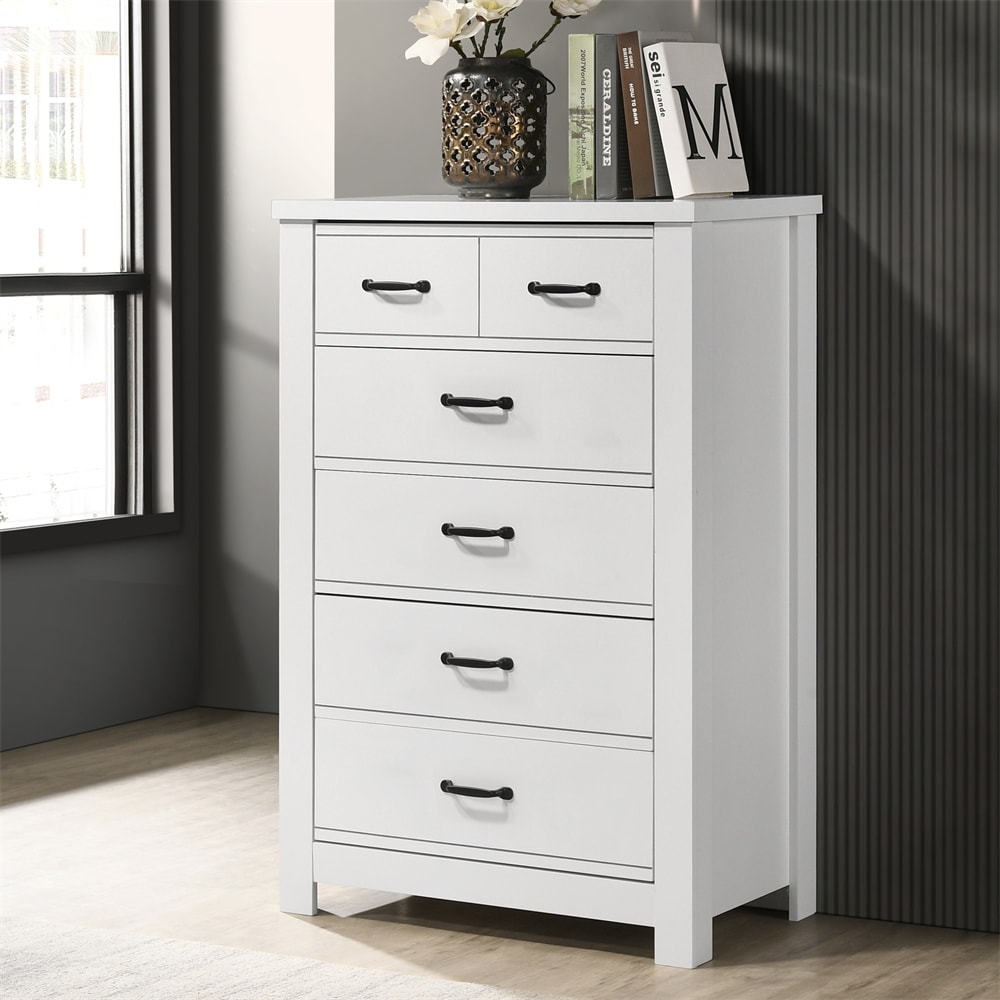 White chest of drawers black handles best sale