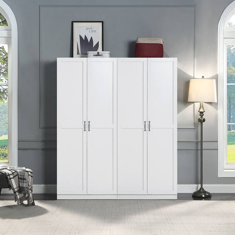 Manhattan Comfort Hopkins Modern 7 Shelf Freestanding Storage Closet Set of 2 - White