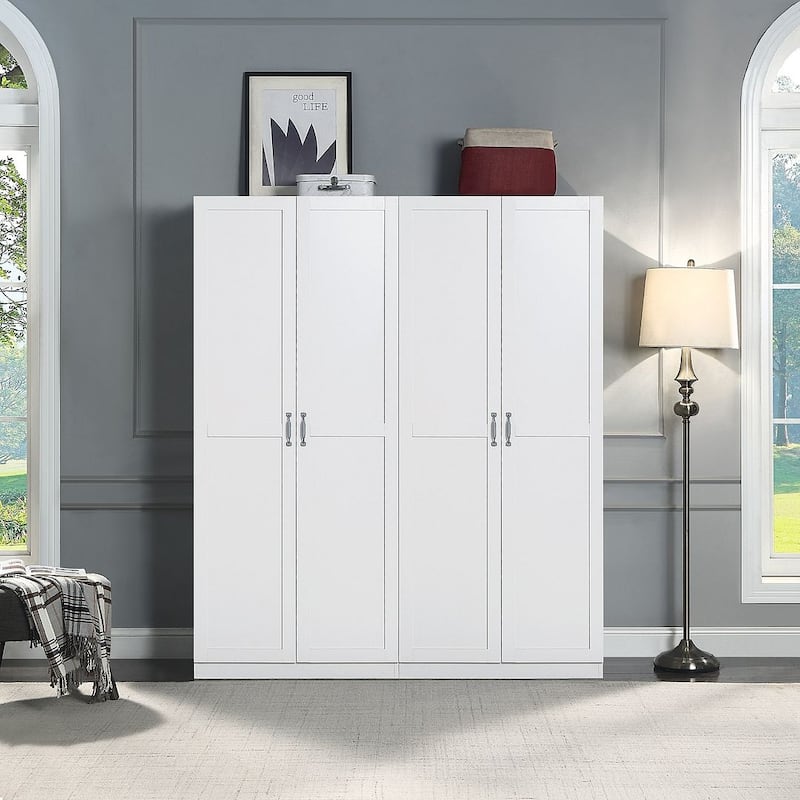 Manhattan Comfort Hopkins Storage Closet 4.0 in Black - Set of 2 - White