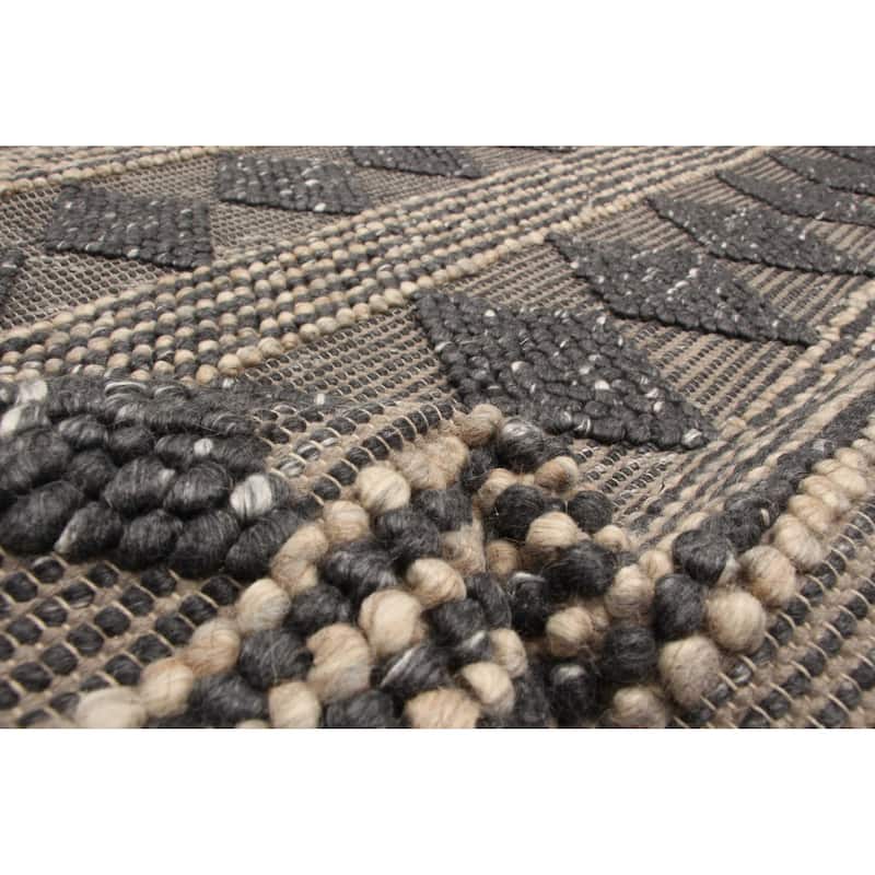 ECARPETGALLERY Braid weave Sienna Dark Grey Wool Rug - 5'0 x 6'10