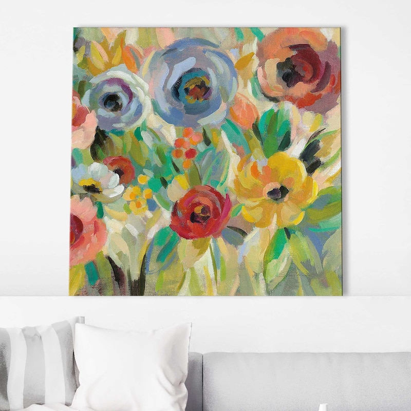"Vivid Coral Floral I II" Print on Canvas