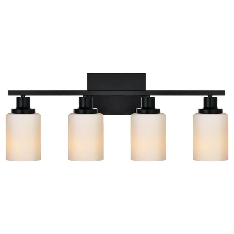 5-Light Bathroom Light Fixtures Brushed Brass 6-Light Bathroom Vanity Light, Bathroom Lights Over Mirror with Milky Glass Shade - Black
