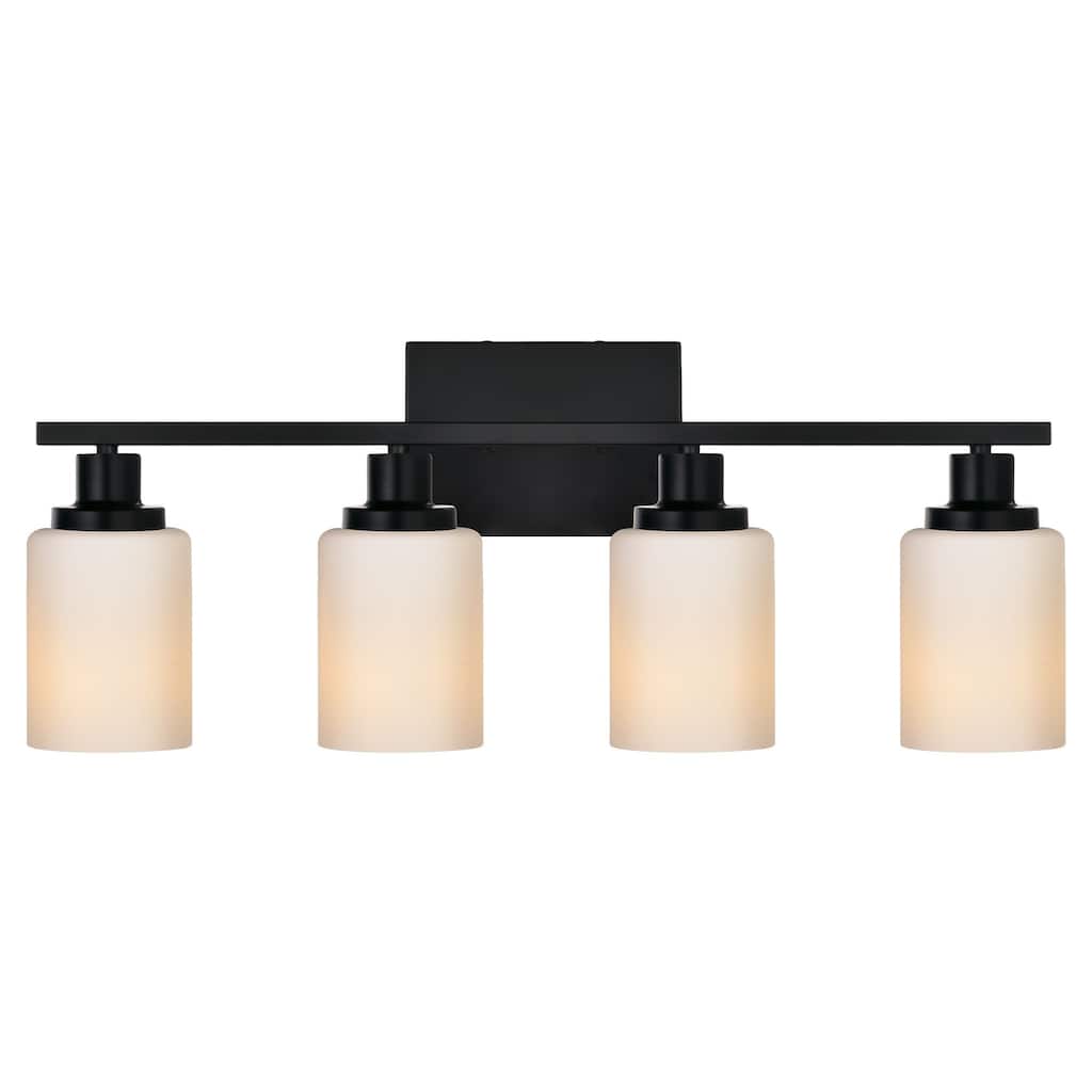 5-Light Bathroom Light Fixtures Brushed Brass 6-Light Bathroom Vanity Light, Bathroom Lights Over Mirror with Milky Glass Shade