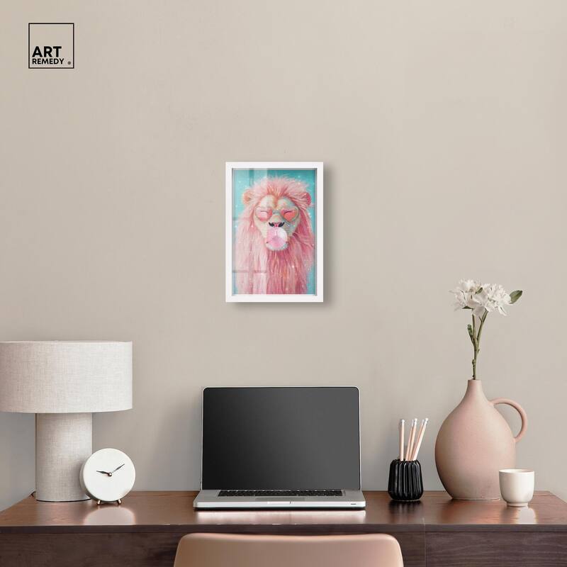 Pastel Lion Bubblegum Shadowbox by Art Remedy