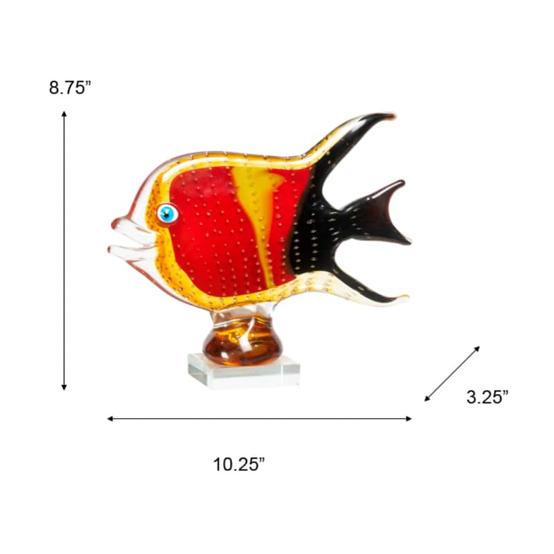 8.75 IN Tall Bora Handcrafted Art Glass Fish Figurine