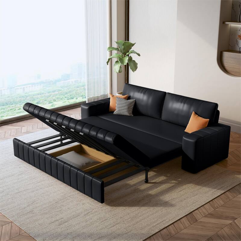 JASIWAY Modern Upholstered Loveseat Sleeper Sofa Bed with Storage