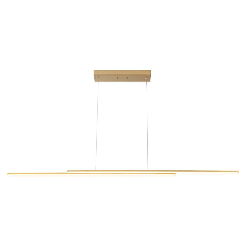 59" Modern Black/Gold Linear Integrated LED Pendant Kitchen Island Light Bar