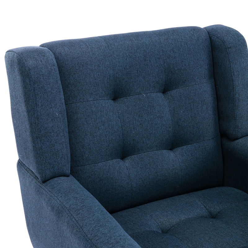 Linen Fabric Upholstered Accent Chair, Single Sofa Club Chair, Leisure Armchair with Curved Backrest and Tapered Legs
