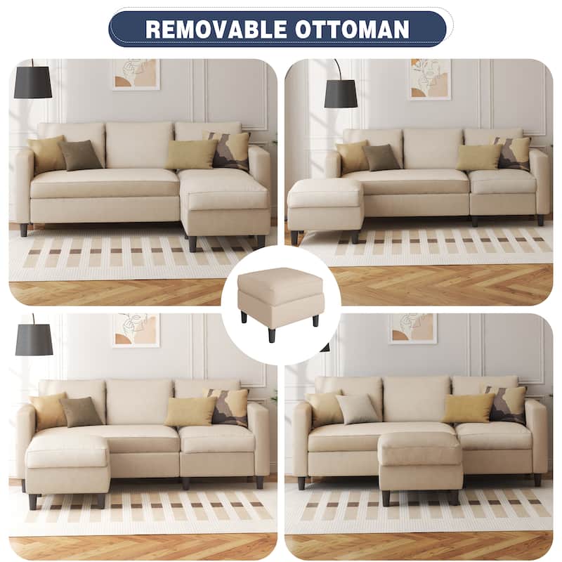 Futzca 74" Convertible Sectional Sofa Couch, Small L-Shaped Sofa