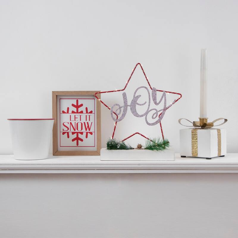 Set of 2 Red and White Holiday Slogans Wooden Christmas Plaques - 8"
