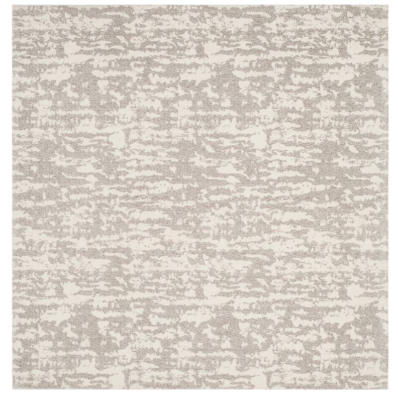 SAFAVIEH Handmade Flatweave Marbella Jessicah Modern Polyester Rug - 6' Square - Light Grey/Ivory