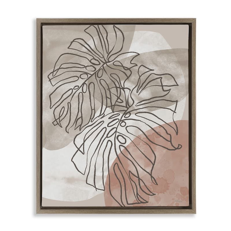 Stupell Leaf Outlines in Earth Tones Framed Floater Canvas Wall Art Design By Cat Thurman Designs - 25 x 31 - Brown