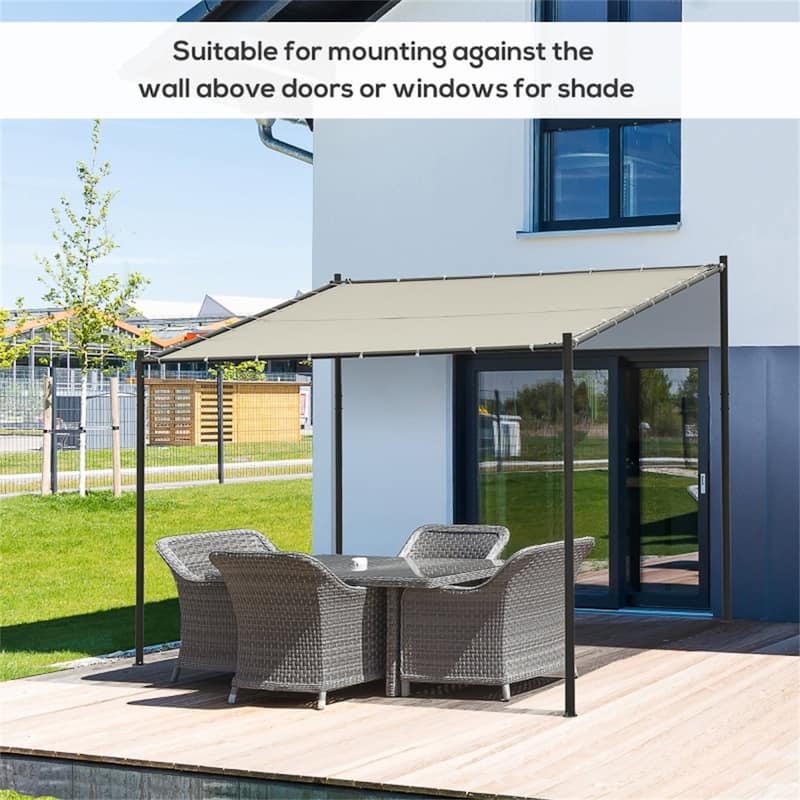 Premium Wall Mounted Gazebo with Steel Frame and PVC Coated Polyester Canopy for Patio Garden or Terrace Shade