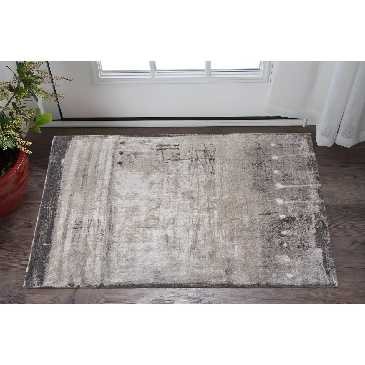 HomeRoots Vaso Abstract Industrial Rectangle Area Rug